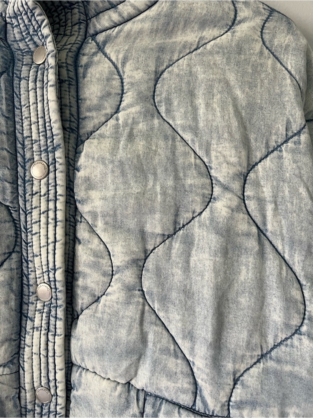 Light Gray denim wash boho Quilted Women's Jacket - Picture 2 of 14